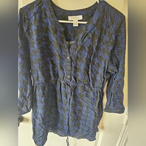 Motherhood Blue and Black Patterned Blouse